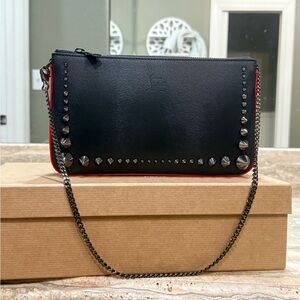 Christian Louboutin Loubila Calf/Pony Spiked Bag in Black/Loubi/Gun Metal
